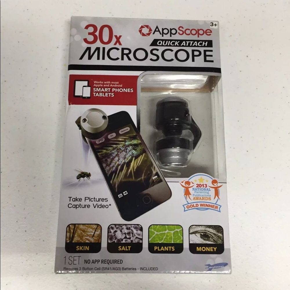 New AppScope Quick Attach 30x Cell Phone Microscope By SkyRocket Toys
